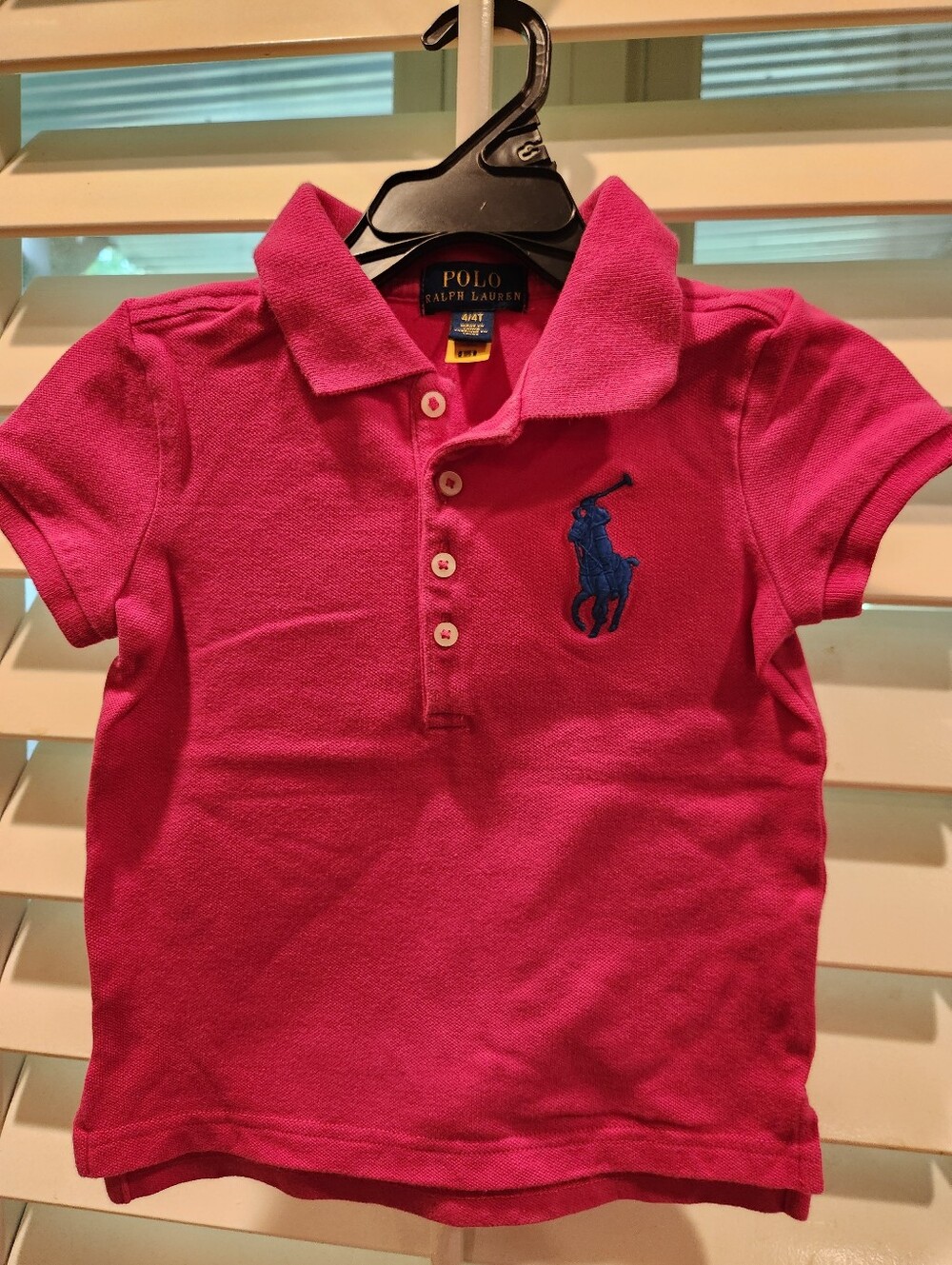 Polo by Ralph Lauren Girls' Hot Pink Short-Sleeve Polo with Blue Logo